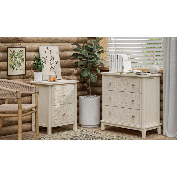 Bungalow Rose Levera Farmhouse FullyAssembled 2Drawer Nightstand